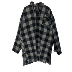 Swandri 3XL Original Wool Bushshirt plaid pullover  Lace-up hooded jacket